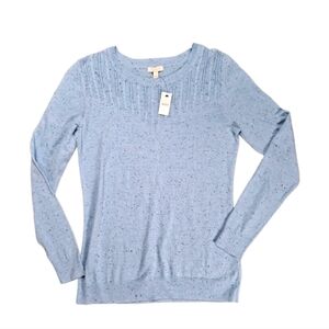 NWT Talbots Blue Confetti Cable Knit Pullover Sweater Women’s Small Petite